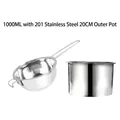 1000ML 304 stainless steel melting pot with a 20CM outer pot for chocolate and wax melting - 1000ml Pot+20cm Outer Pot / Silver Jewelry Set