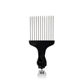 K4 hair pick for curly hair with black fist handle and 12 polished metal teeth - K4 / Black