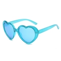 Cute heart shaped sunglasses in light blue transparent frame with blue mirror lenses - Pearly Sky Blue Frame Blue Mirror Polarized