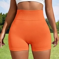 Seamless orange high-waisted yoga shorts with tummy control for fitness and running - S / Orange
