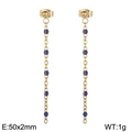 Ohrhänger aus Titanstahl mit blauen Harzperlen und goldener Kette für Damen - Gold Metall Dunkellila Perlen (KE109155-Z)