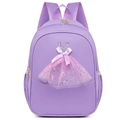 Purple girls' ballet backpack featuring sequin tutu pattern and mesh side pockets - Tutu Style Purple