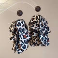 Detailed close-up of leopard print chiffon flower petal tassel earrings with a brown bead - 16# Silver Pin - Dark Brown - Flower
