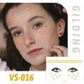 Face temporary tattoo with shiny gold stars and chain pattern for carnival makeup - VS016 (Gold Star Chains)