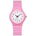 Minimalist quartz watch with pink silicone strap and clear white dial for women - Light Pink