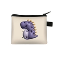Detail showing cartoon dinosaur coin purse with 3D purple print and black zipper closure - Dinosaur 10 (Purple Dinosaur)