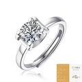 Moissanite S925 silver ring with classic round brilliant cut stone and adjustable band - R6117 Moissanite Style / 1 Carat / 6.5mm (With GRA Certificate)