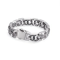 Hip hop silver Cuban link chain bracelet for men featuring a bold sun head emblem - Retro Hollow Geometric Pattern Style (KB134515-BDJX)