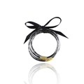 Set di tre braccialetti in resina glitterata con lamina d'oro e d'argento trasparente - Fiocco nero glitter foglia oro argento (Corda 1)