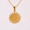 Minimalist 18K gold plated necklace featuring a round pendant with embossed letter U - U (With Chain)