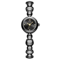 Elegant black Gedi quartz watch with a unique beaded chain strap and golden hands - Black Case Black Dial Black Strap