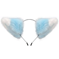 Cosplay cat ear headband featuring soft blue and white faux fur with small bells - Blue White Mix (No Bow)