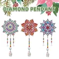 Three variants of 5D DIY diamond painting crystal pendants with colorful bead tassels - DZ-36 Geometric Octagram