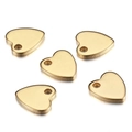 Fünf goldene Herz-Anhänger aus Edelstahl mit Spiegelglanz für DIY-Schmuckherstellung - 9*10mm / Gold