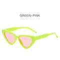 Occhiali da sole retrò cat-eye con montatura verde e lenti rosa sfumate - Montatura Verde Lenti Rosa