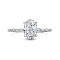 Eleganter S925 Sterlingsilber Ring mit ovalem Hauptstein und kleinen Akzentdiamanten - US 6 / Weißgold Farbe DY120663