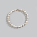 Baroque pearl necklace with gold spacer beads and OT toggle clasp in white and gold - Irregular Pearl Style 2 (A1-11)
