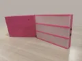 Pink frame A4 size LED cinema lightbox showing front slots and back battery compartment - 119 Color Letter Cards / Rose Red