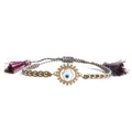 Bohemian adjustable hand-woven Evil Eye bracelet with colorful cord and gold beads - Multicolor Braided New Style