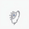 Exquisite S925 sterling silver evil eye ring featuring blue gemstone and pavé zircon stones - Evil Eye Micro-pave Blue Stone Style (RHR1386)