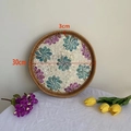 30cm Round rattan tray with blue and purple mosaic seashell floral pattern design - Blue & Purple / Small 30*3cm