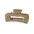 Close-up of a 10.5cm large leopard print hair claw clip with geometric pattern and sturdy spring - Oval Pattern