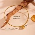 Collana a sfera cava placcata oro 18K PVD su ramo, lunghezza 44cm in acciaio inossidabile - Stile Tondo Oro (R301)