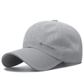 Light grey breathable mesh baseball cap for outdoor sports with side logo detail - Grommet Type / Light Gray