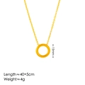 Retro geometric round circle necklace in gold stainless steel with textured 15mm pendant - Gold Circle Necklace