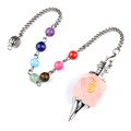 Rose quartz Cho Ku Rei chakra pendulum with golden healing symbol and gemstone chain - Rose Quartz