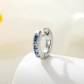 Mini silver hoop earrings featuring five delicate blue zircon stones for women - Light Sea Blue (A516-1#)