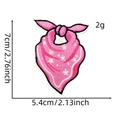 Pink western cowgirl bandana embroidered patch with white floral patterns 7x5.4cm - Bandana Style (8#)