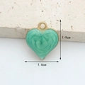 Green heart pendant with gold glitter in alloy frame, dimensions 1.6cm by 1.9cm - Pearly Lake Blue Heart
