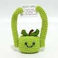 Handmade crochet green apple plush with positive quote card for desk decoration - Green Apple