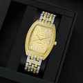 Luxury gold and silver quartz watch with diamond-encrusted tonneau case and numerals - Two-tone Gold Watch Band