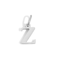 Polished silver metal pendant featuring capitalized letter Z with a round bail charm - Lowercase z - Steel Color