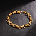 Pulsera clásica de cadena de 11mm en acero de titanio dorado con cierre de mosquetón pro - Dorado