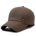 Gorra de béisbol de invierno para hombre marrón oscuro con forro polar y orejeras - Ajustable / café