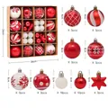 Detail of 42pcs red and white Christmas ball set with assorted patterns and sizes - Red & White (42 Pcs)