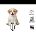 2D acrylic garden stake featuring a cute brown and white puppy for outdoor plant decor - No.19 (0.2cm Thickness)