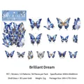 Blue shell-light butterfly PET stickers with laser gold finish for DIY scrapbooking - Brilliant Dream
