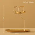 Golden spinning unicorn candle holder with metal carousel charms and support stand - Type Y: Unicorn (No Tray)