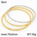 Set of 3 stackable 3mm bangles in gold and silver finish made of 18k plated titanium steel - 3Pcs Set-2Gold 1Silver (KB181582-KFC)