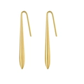 Minimalist gold teardrop earrings in polished stainless steel with long hook design - Long Slim Teardrop / Gold