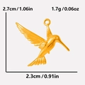 Specifiche delle dimensioni per il ciondolo uccello dorato: 2,7 cm per 2,3 cm e peso 1,7 g - Acciaio Inossidabile 304 Placcato Oro 18K / Oro