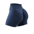 Dark blue seamless high-waist yoga shorts with honeycomb mesh and scrunch butt lifting - S / Blue