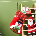 Red Christmas stocking with snowman pattern and Merry Christmas golden lettering - Alphabet Sock - Snowman