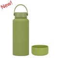 Matte green 1L stainless steel insulated water bottle with handle and silicone base boot - 1 L / Matcha Green