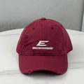 Distressed burgundy washed cotton baseball cap with white letter embroidery - Burgundy