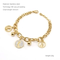 Double-layer 18K gold plated stainless steel bracelet with mother and child charms - Gold